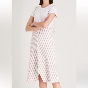 MAJE Rabano Dress white/red striped jumper skirt straps Sz 1